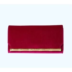 NWOT Lilly Pulitzer Magenta Velvet Bamboo Clutch